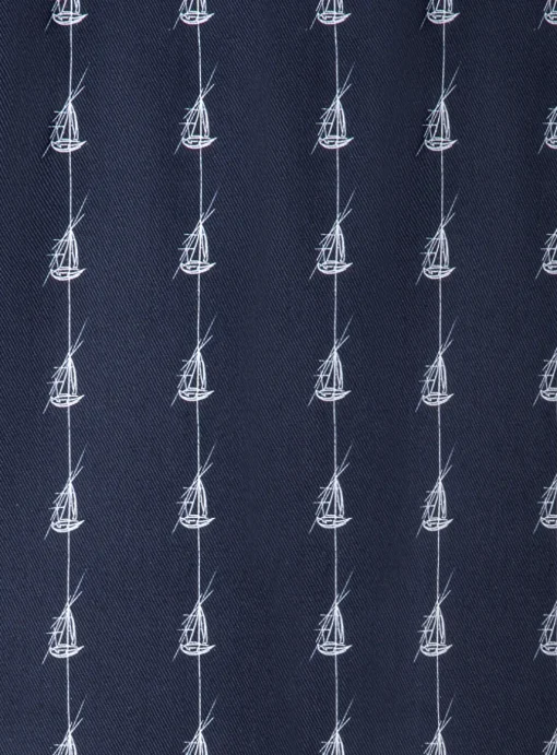 jasje korte mouw marine wit sailboat print | DELSCHER. Fashion