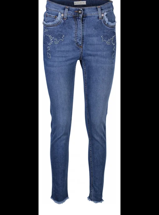 Jeans blauw broderie | DELSCHER. Fashion