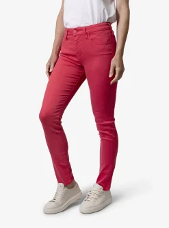 Jeans kimberly skinny koraalrood | DELSCHER. Fashion