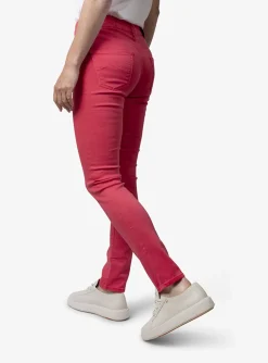 Jeans kimberly skinny koraalrood | DELSCHER. Fashion