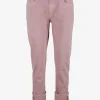Jeans met omslag en glitter randje oudroze | DELSCHER. Fashion