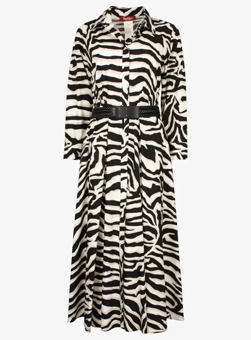 Jurk arabba dessin zwart wit kiezel | DELSCHER. Fashion
