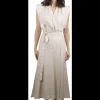Jurk Banksia wikkel midi ecru | DELSCHER. Fashion
