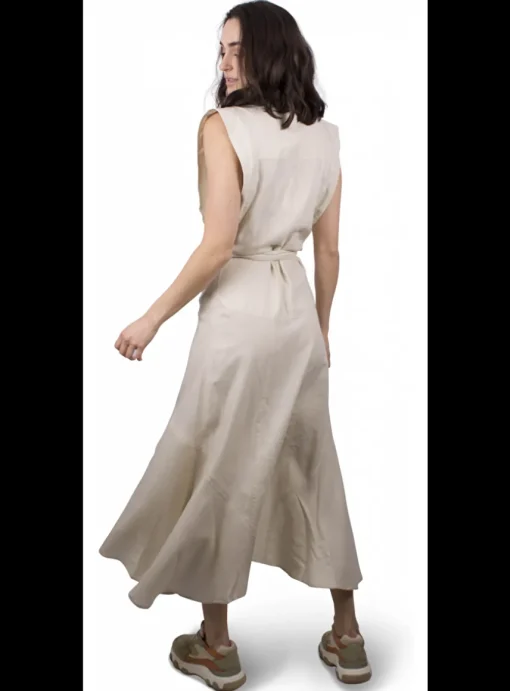 Jurk Banksia wikkel midi ecru | DELSCHER. Fashion