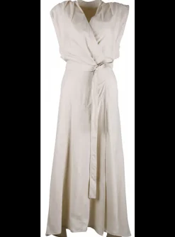 Jurk Banksia wikkel midi ecru | DELSCHER. Fashion