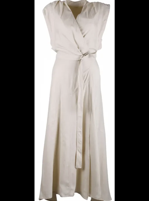 Jurk Banksia wikkel midi ecru | DELSCHER. Fashion