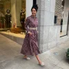 Jurk bordeaux streep lang kaftan | DELSCHER. Fashion