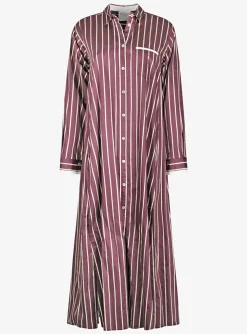 Jurk bordeaux streep lang kaftan | DELSCHER. Fashion