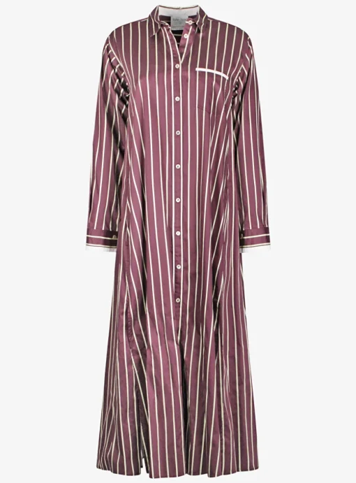 Jurk bordeaux streep lang kaftan | DELSCHER. Fashion