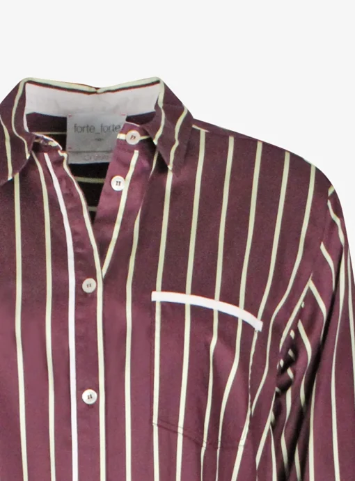 Jurk bordeaux streep lang kaftan | DELSCHER. Fashion
