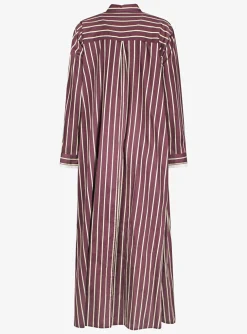 Jurk bordeaux streep lang kaftan | DELSCHER. Fashion