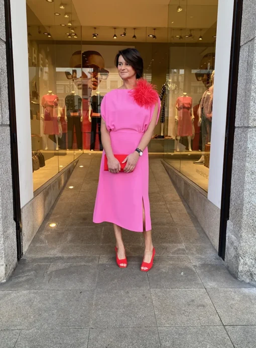 Jurk calice CRÊPE poeder pink roze | DELSCHER. Fashion
