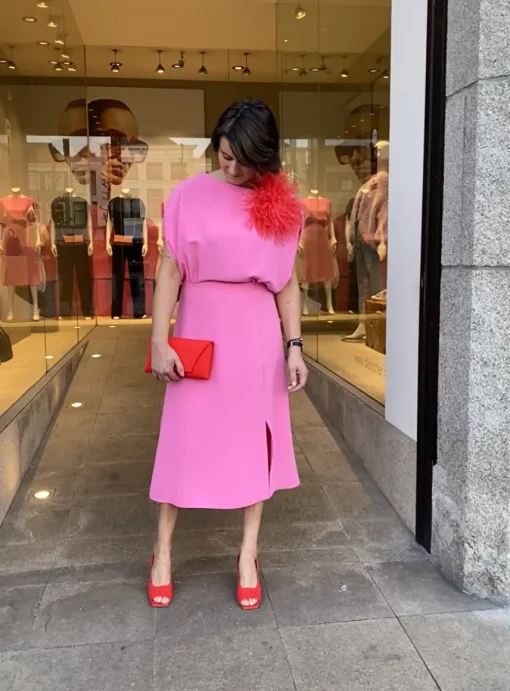 Jurk calice CRÊPE poeder pink roze | DELSCHER. Fashion