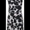 Jurk Cathia blad print zwart wit | DELSCHER. Fashion