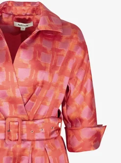 Jurk couture Celena oranje rood roze dessin | DELSCHER. Fashion
