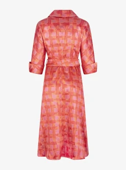 Jurk couture Celena oranje rood roze dessin | DELSCHER. Fashion