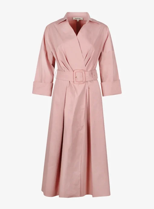 Jurk Cuba poeder roze met ceintuur | DELSCHER. Fashion