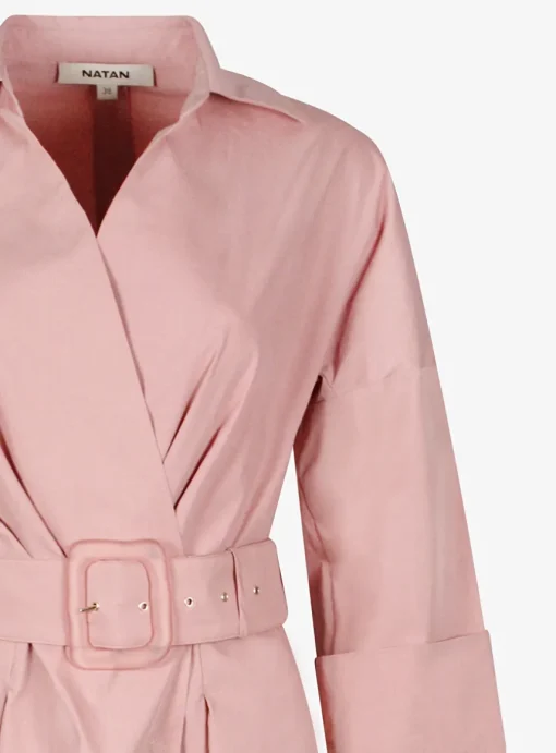 Jurk Cuba poeder roze met ceintuur | DELSCHER. Fashion