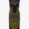Jurk dessin groen zwart paars | DELSCHER. Fashion
