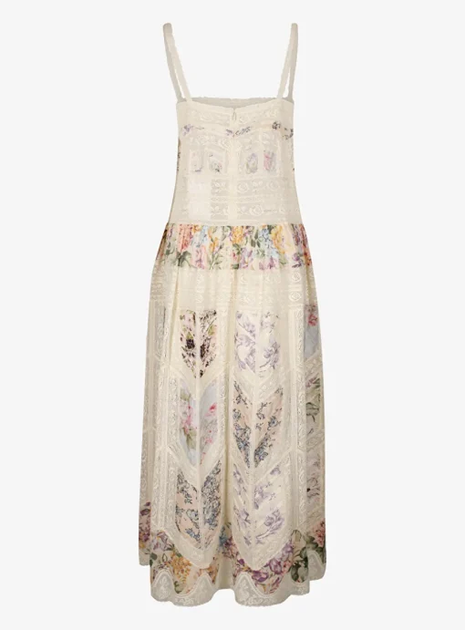 Jurk halliday lace trim bloem dessin multi color | DELSCHER. Fashion