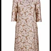 Jurk Maeva camel met beige kantdessin | DELSCHER. Fashion