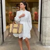 Jurk mini dress wit broderie | DELSCHER. Fashion