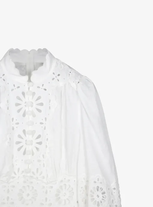 Jurk mini dress wit broderie | DELSCHER. Fashion