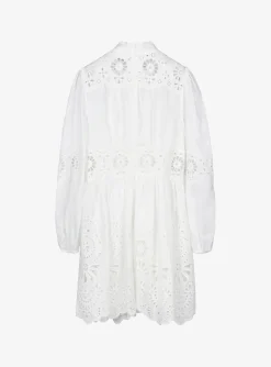 Jurk mini dress wit broderie | DELSCHER. Fashion