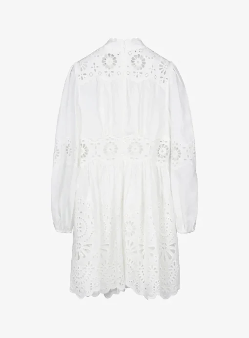 Jurk mini dress wit broderie | DELSCHER. Fashion