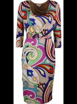Jurk multicolor pucci dessin v-hals, rond | DELSCHER. Fashion