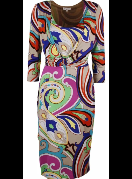 Jurk multicolor pucci dessin v-hals, rond | DELSCHER. Fashion