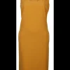 Jurk oranje mouwloos en golvend effect | DELSCHER. Fashion