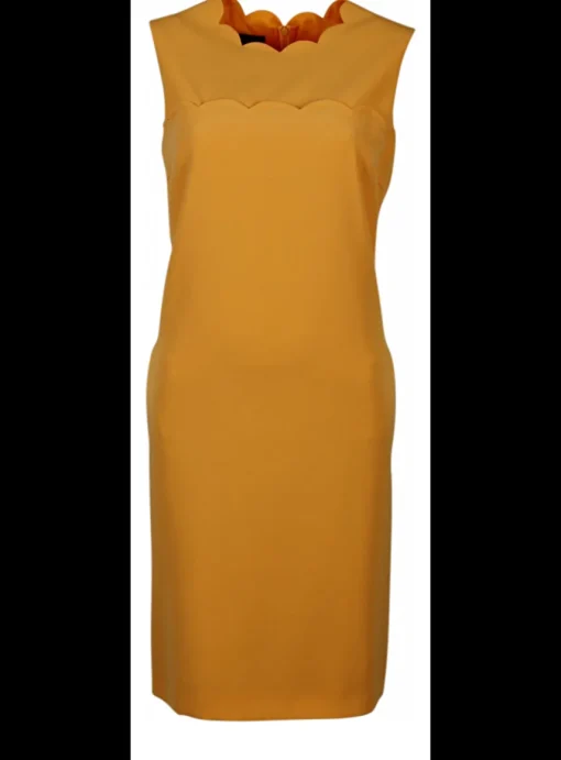 Jurk oranje mouwloos en golvend effect | DELSCHER. Fashion