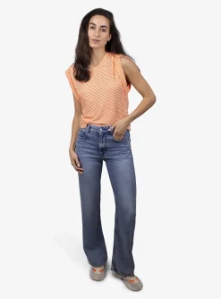 Kottyni GZ shirt streep wit oranje | DELSCHER. Fashion