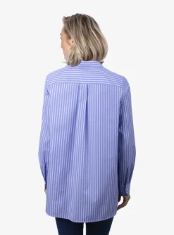 Lenon blouse blauw wit streep | DELSCHER. Fashion
