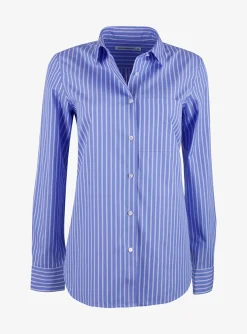 Lenon blouse blauw wit streep | DELSCHER. Fashion