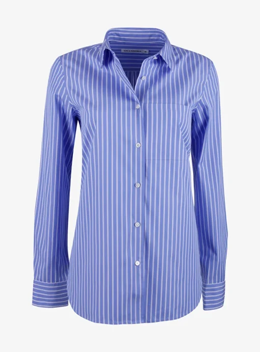 Lenon blouse blauw wit streep | DELSCHER. Fashion