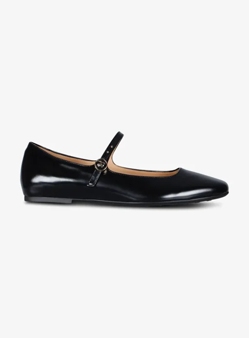 Mary Jane ballerina leder zwart | DELSCHER. Fashion