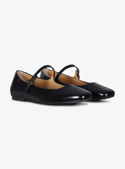 Mary Jane ballerina leder zwart | DELSCHER. Fashion