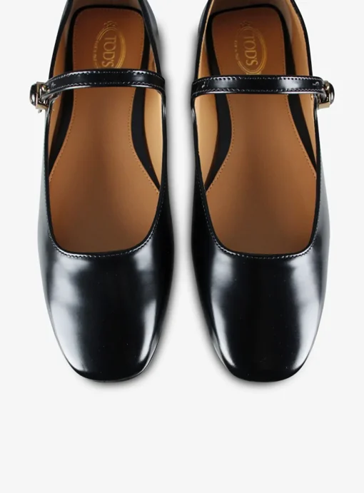Mary Jane ballerina leder zwart | DELSCHER. Fashion