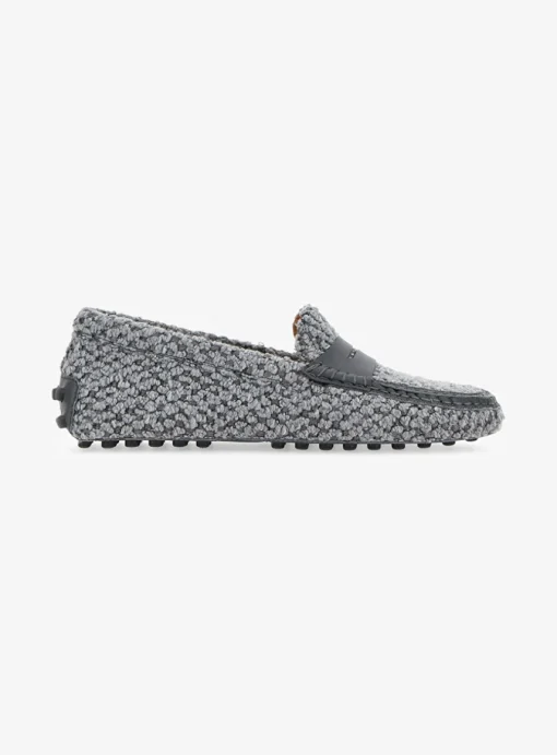 Mocassin blauw grijs boucle teddy | DELSCHER. Fashion