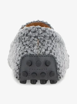 Mocassin blauw grijs boucle teddy | DELSCHER. Fashion
