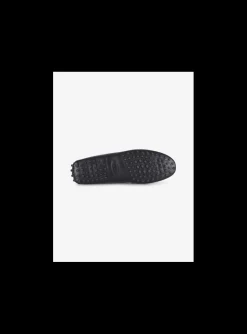 Mocassin leder zwart met mat goud logo | DELSCHER. Fashion