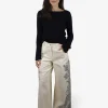 Palazzo Jeans creme met paisley blauw | DELSCHER. Fashion
