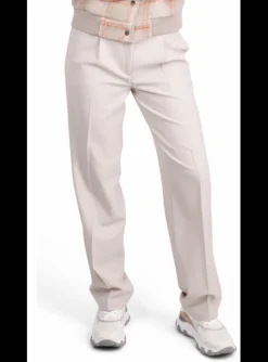 Pantalon bandplooi beige | DELSCHER. Fashion