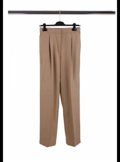 Pantalon bandplooi flannel beige | DELSCHER. Fashion