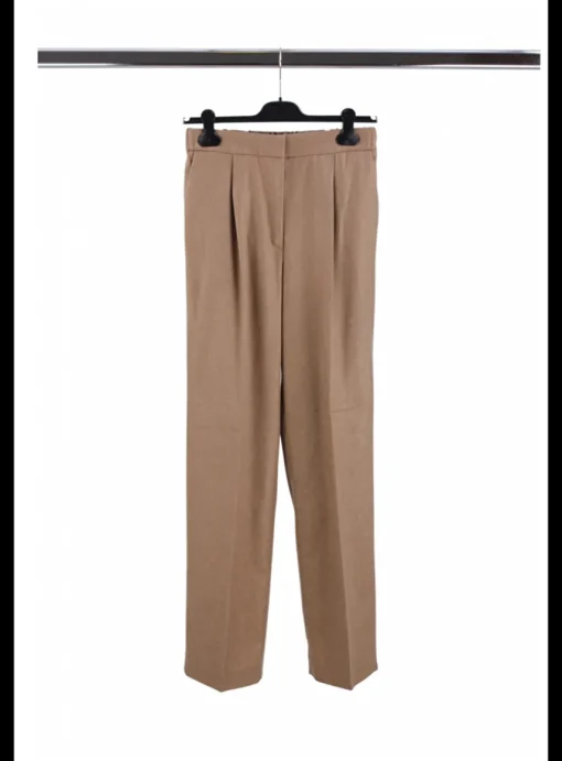 Pantalon bandplooi flannel beige | DELSCHER. Fashion