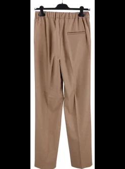 Pantalon bandplooi flannel beige | DELSCHER. Fashion