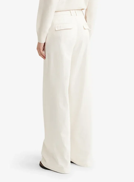 Pantalon bandplooi katoen offwhite | DELSCHER. Fashion