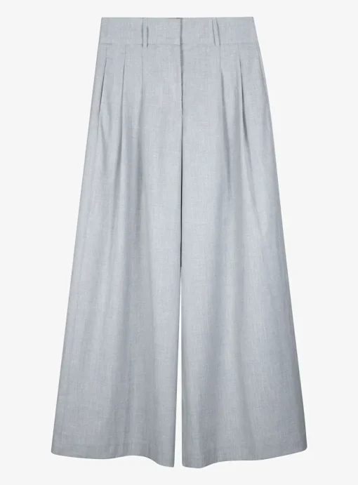Pantalon bandplooi lichtgrijs | DELSCHER. Fashion